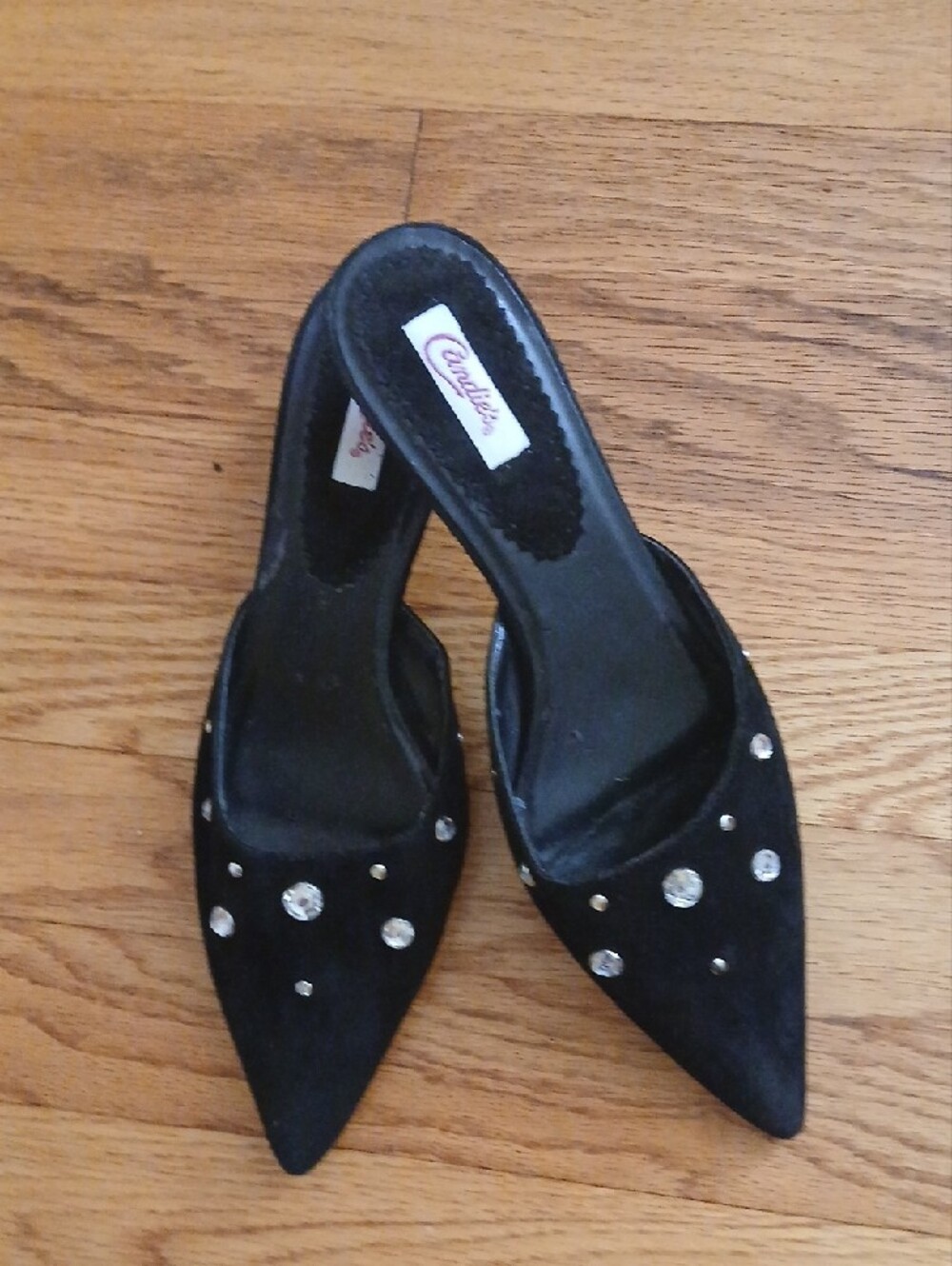 Candies Black Crystal- Embellished Pointed-Toe Mule ■ Women's Size 8.5